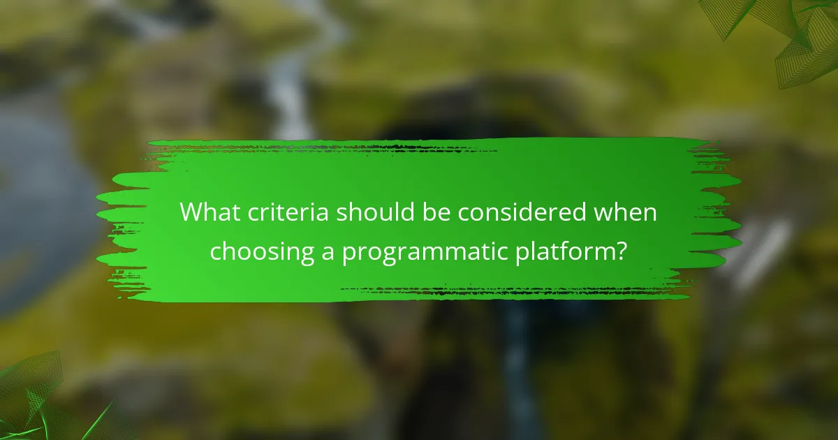 What criteria should be considered when choosing a programmatic platform?